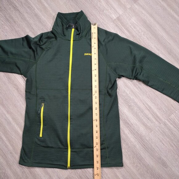 Patagonia R1 Regulator Men's Small Full Zip Jacket Green Waffle Knit Grid Fleece - Picture 10 of 11